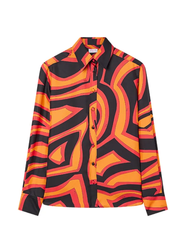 Pucci Labirinto-print Silk Shirt in Orange