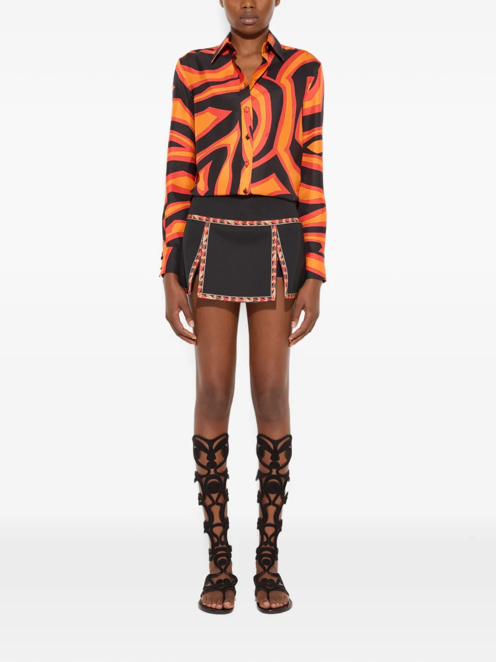 PUCCI Zijden blouse met Labirinto-print Oranje