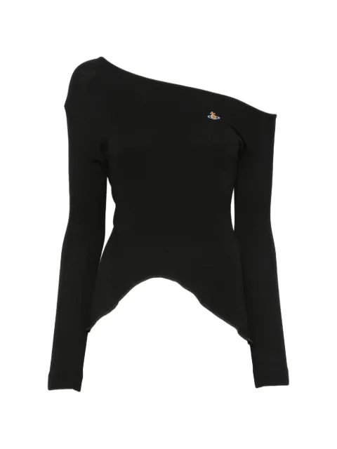 Vivienne Westwood Orb-embroidered asymmetric-neck top