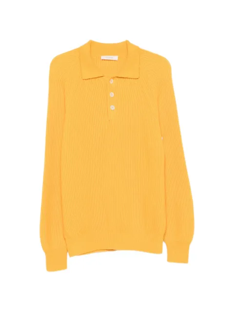 Umit Benan Diana ribbed-knit raglan-sleeve polo shirt