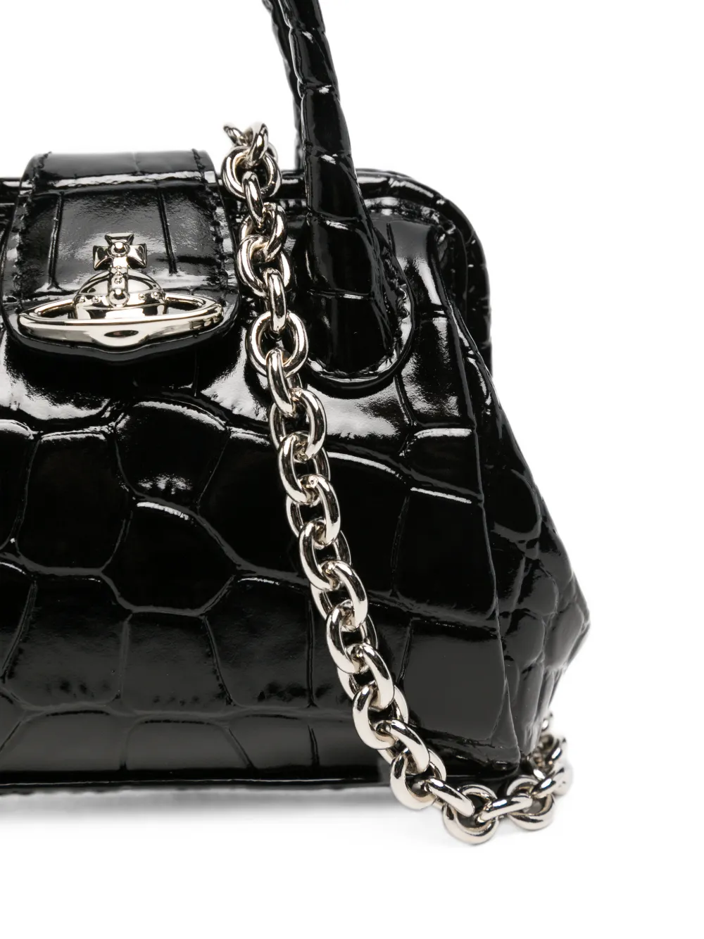 Vivienne Westwood Orb leren mini-tas met krokodillen-reliëf Zwart
