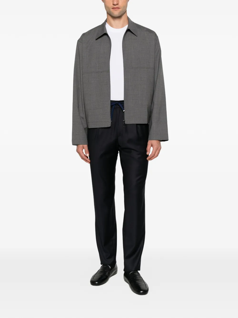 Drumohr Drawstring-waist Pleated Trousers in Blue, view 2