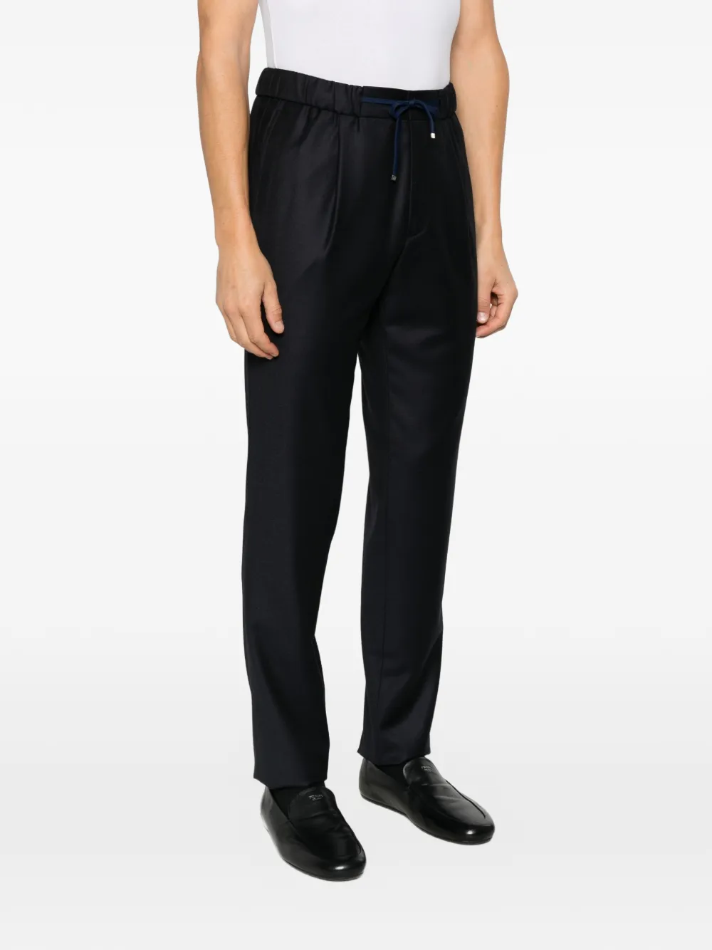 Drumohr Drawstring-waist Pleated Trousers in Blue, view 3