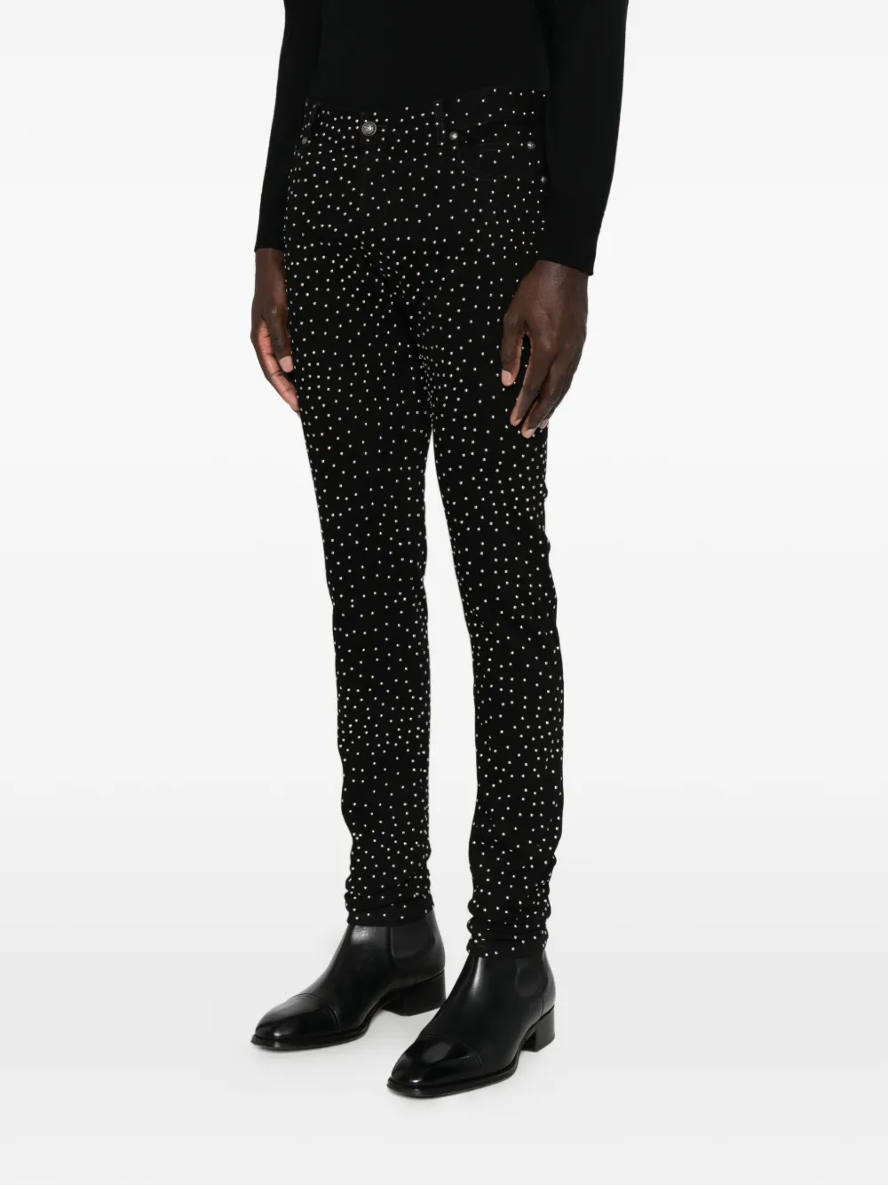 Balmain stud-embellished skinny jeans Zwart