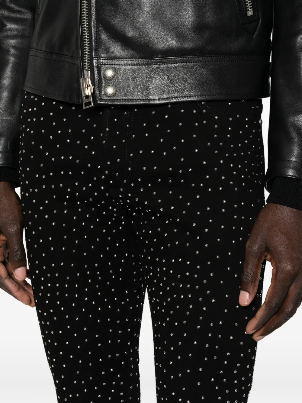 Balmain stud-embellished skinny jeans Zwart