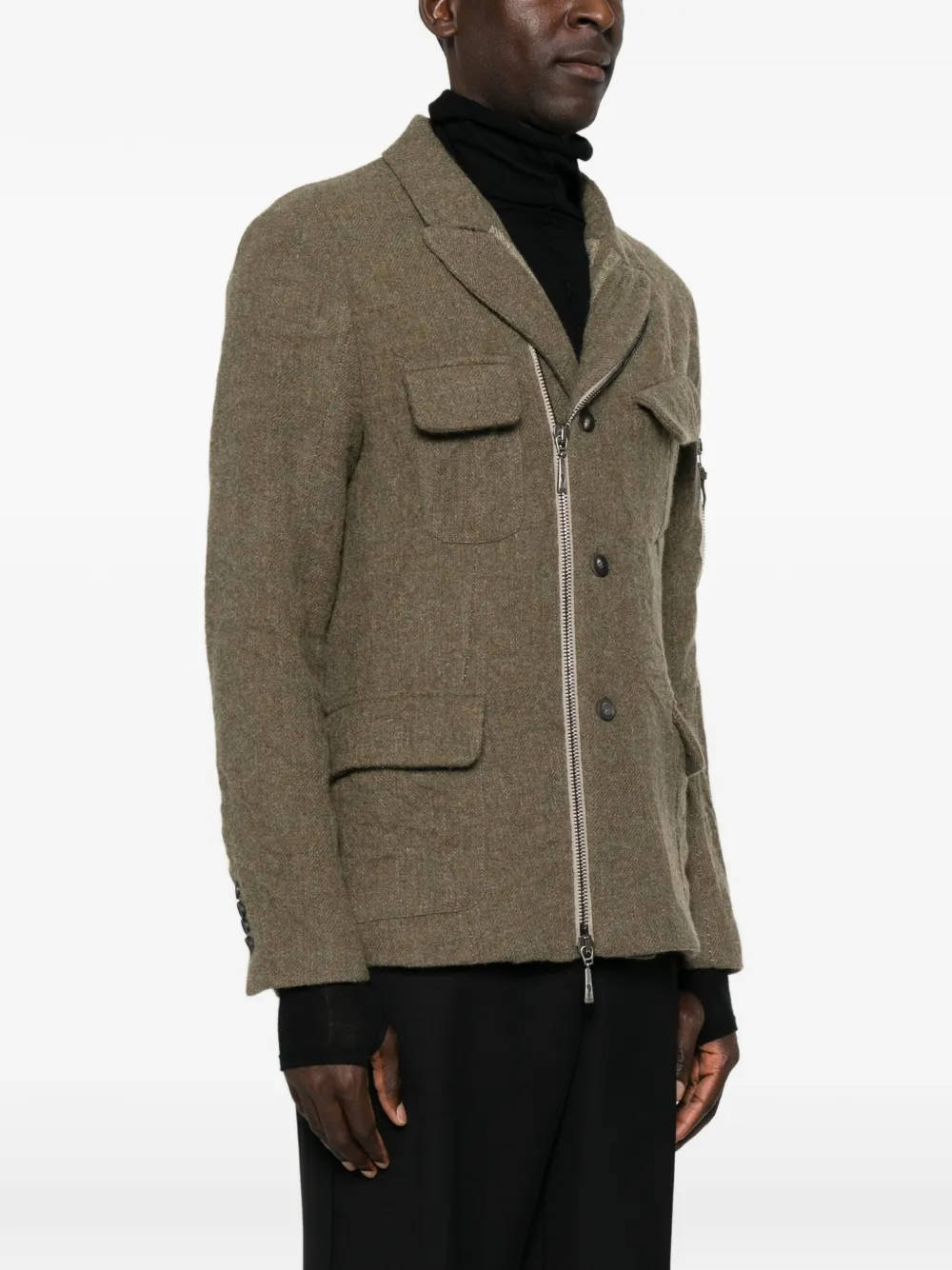Masnada Militair jack met asymmetrische ritssluiting Groen