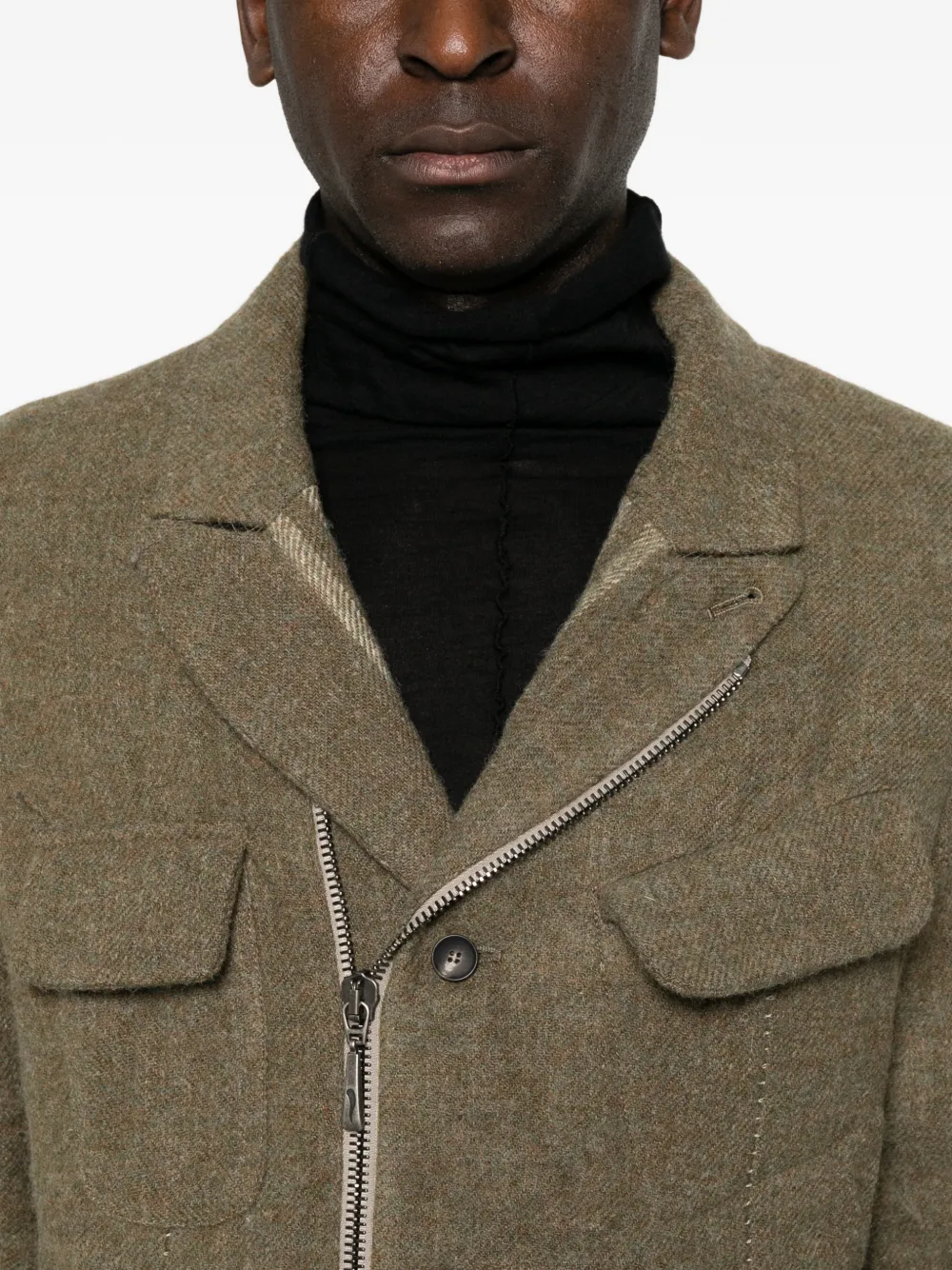 Masnada Militair jack met asymmetrische ritssluiting Groen