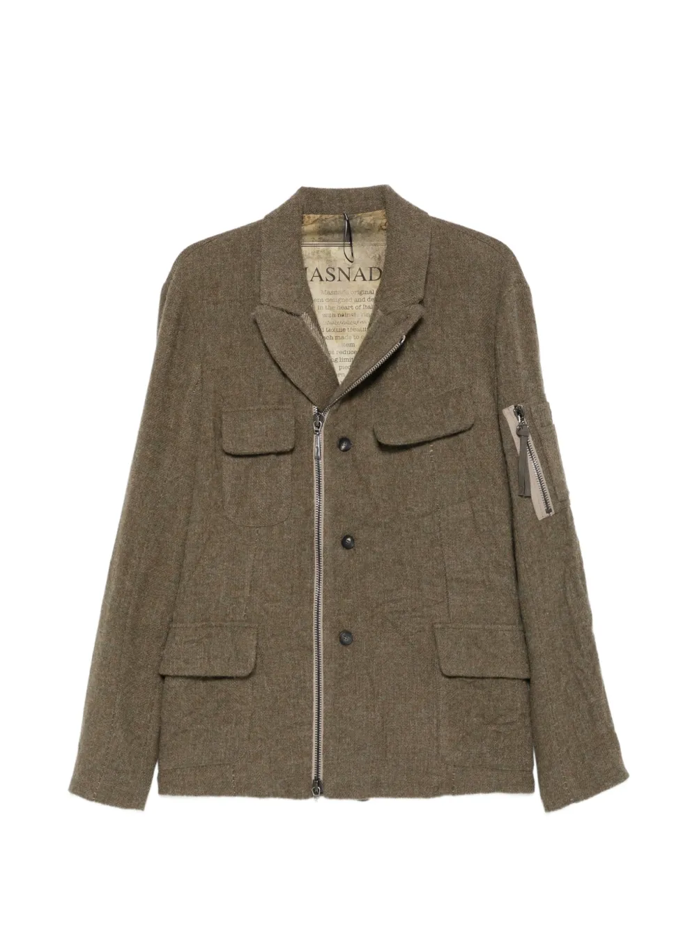 Masnada asymmetric zip-fastening military jacket - Vert Masnada asymmetric zip-fastening military jacket - Vert