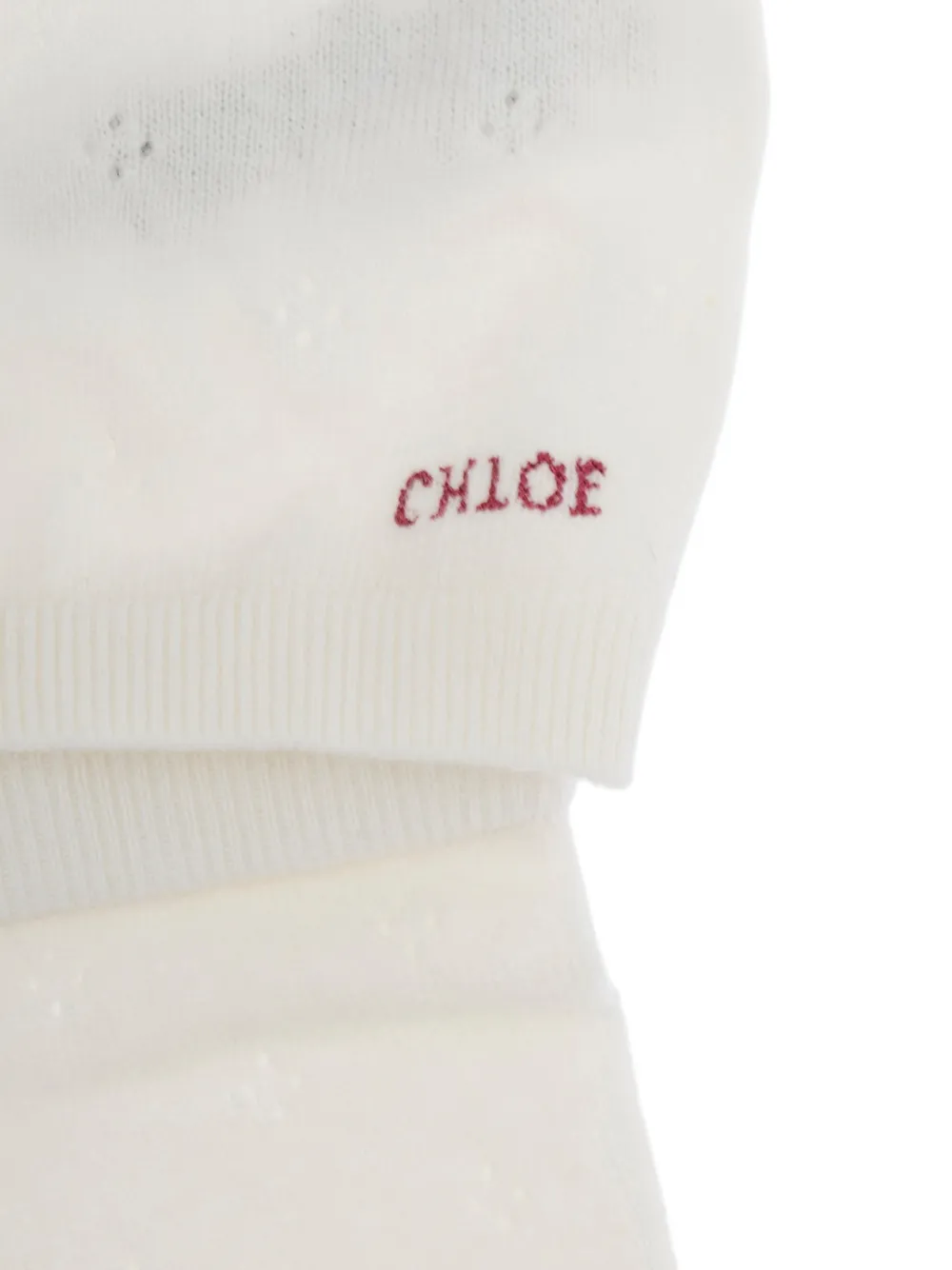 Chloé Kids Broekset met ruches en geborduurde bloemen Beige