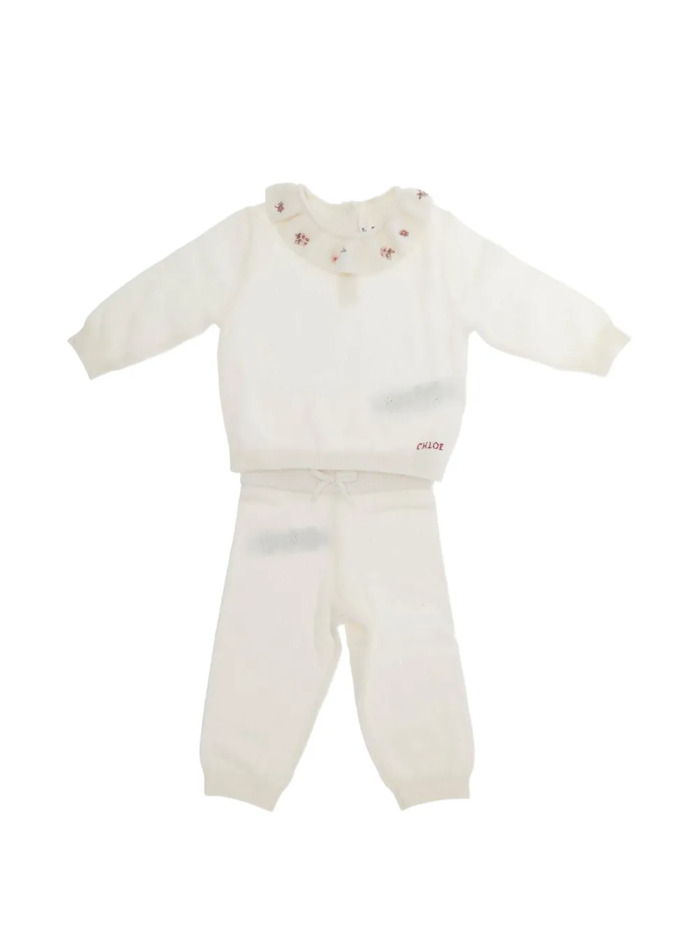 Chloé Kids Hosen-Set mit Blumenstickerei - Nude