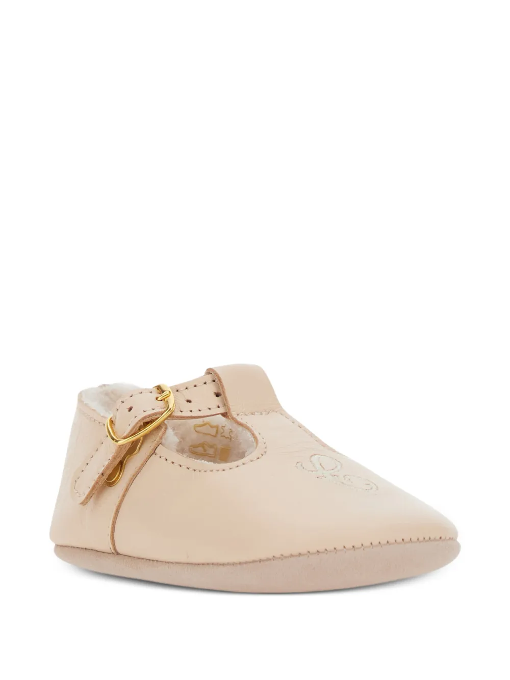 Chloé Kids T-bar embroidered ballet flats - Toni neutri