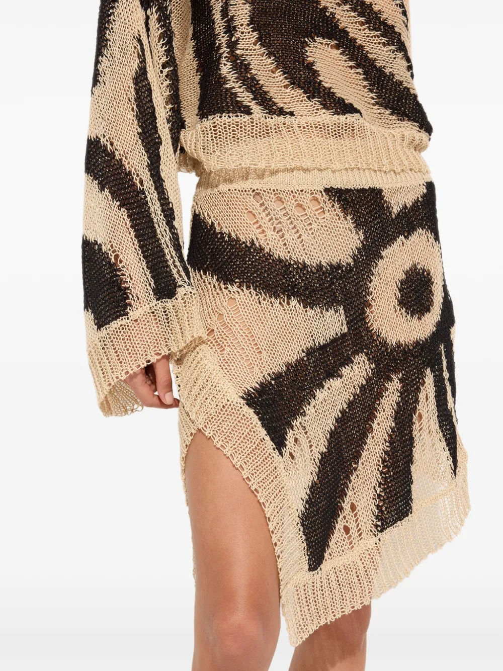 PUCCI Marmo-print Linen Asymmetrical Skirt in Neutrals, view 4