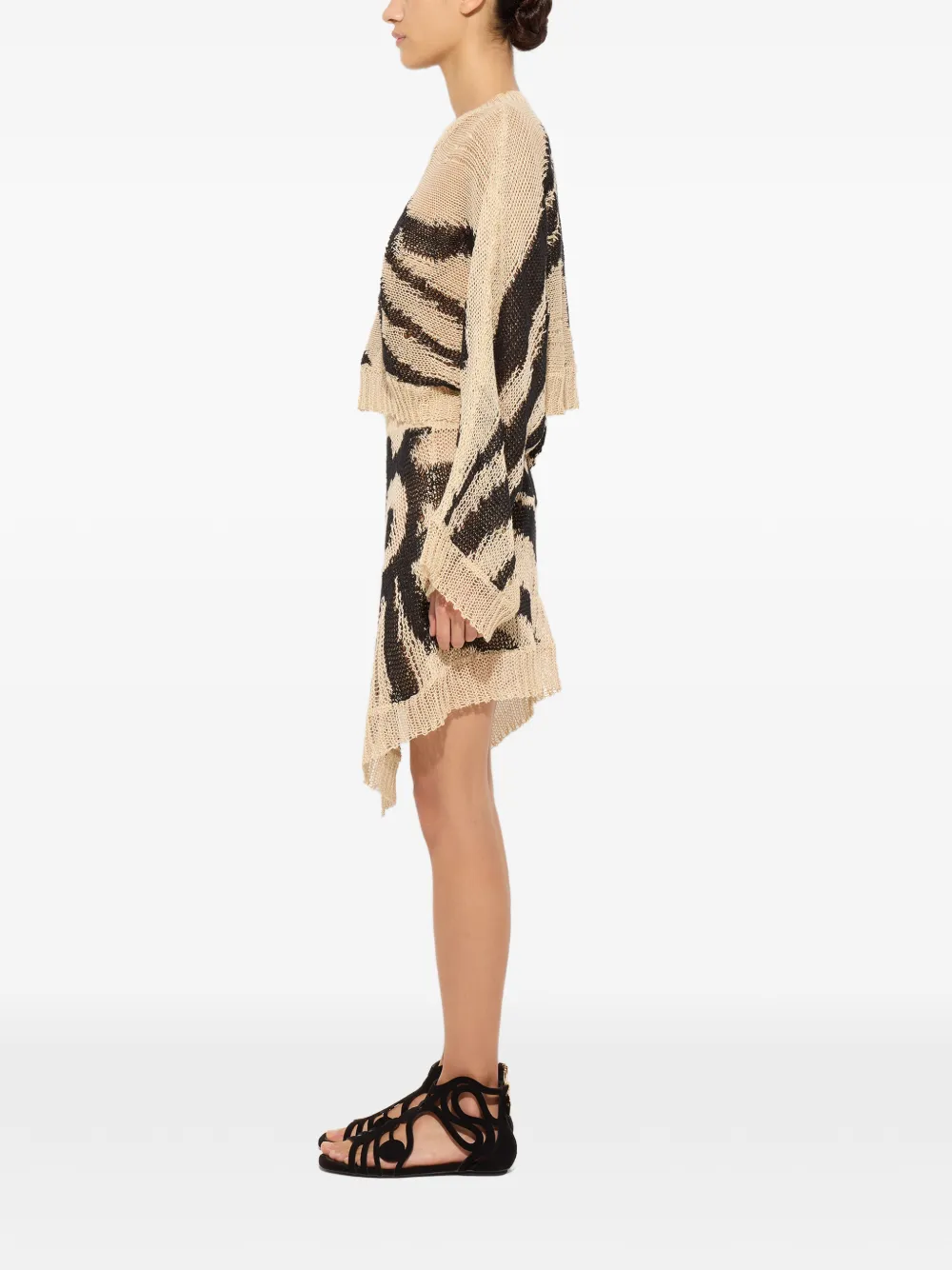 PUCCI Marmo-print linen asymmetrical skirt