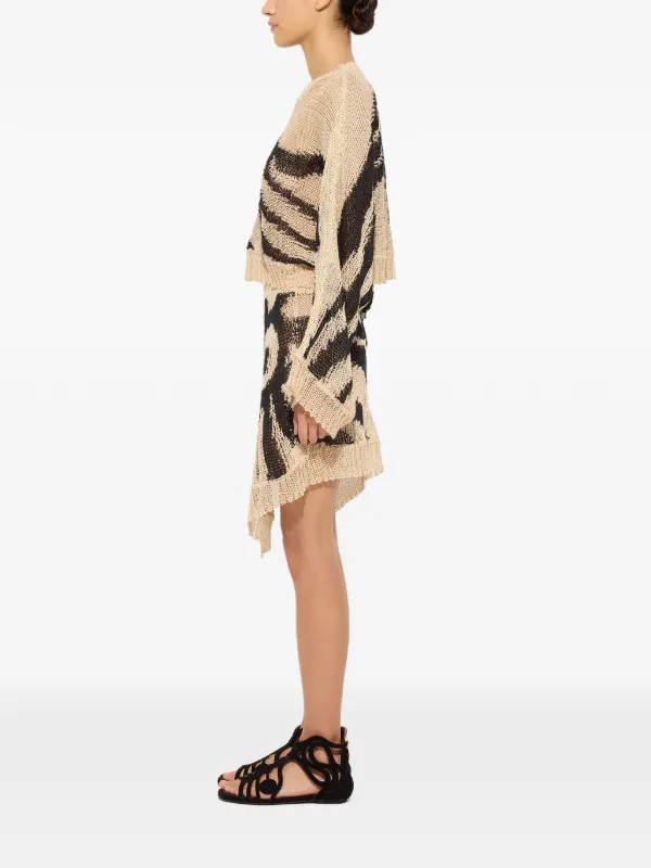 Pucci Marmo-print Linen Asymmetrical Skirt in Neutrals