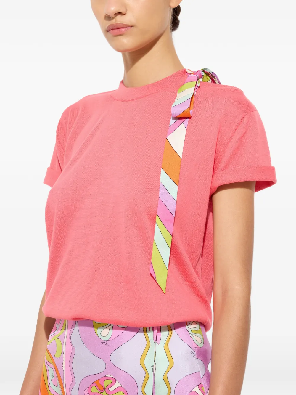 PUCCI T-shirt met sjaaldetail Roze