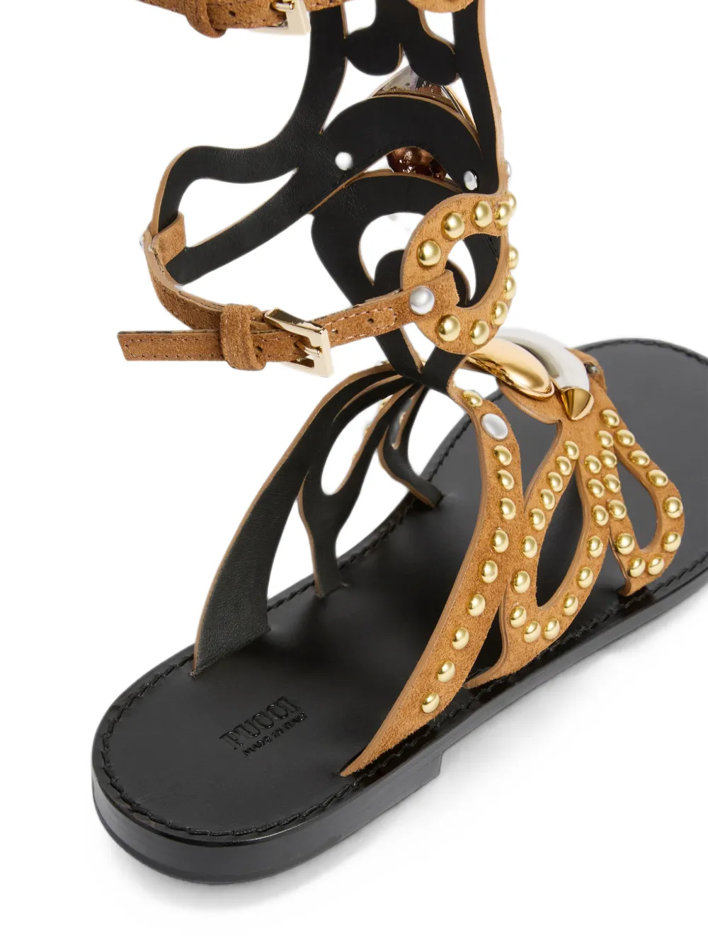 PUCCI Embellished Gladiator Sandals in Brown, view 4