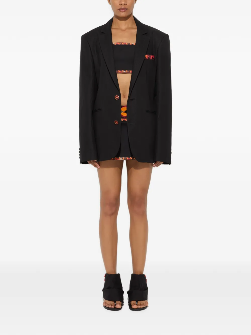 PUCCI Oversized Cotton Blazer in Black, view 2