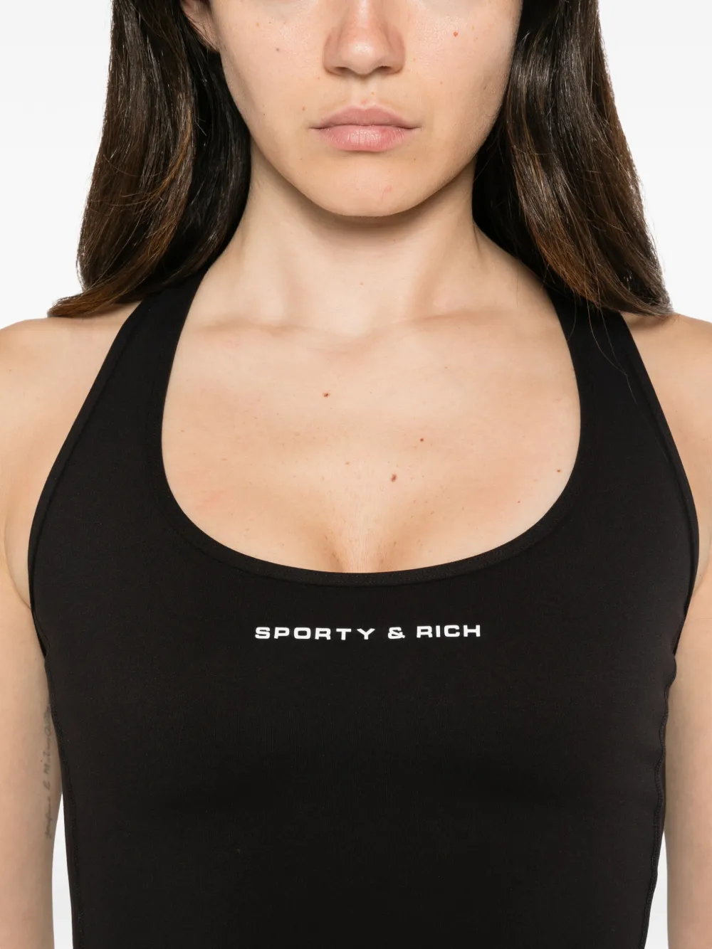Sporty & Rich Tanktop met logoprint Zwart