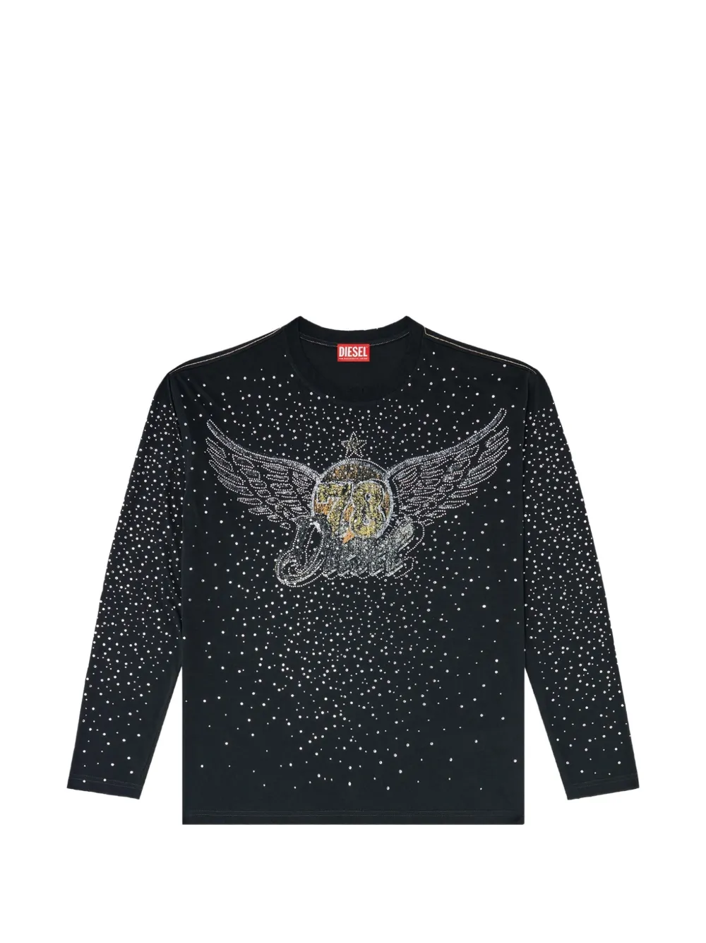 Diesel rhinestone-embellished long-sleeve T-shirt - Nero