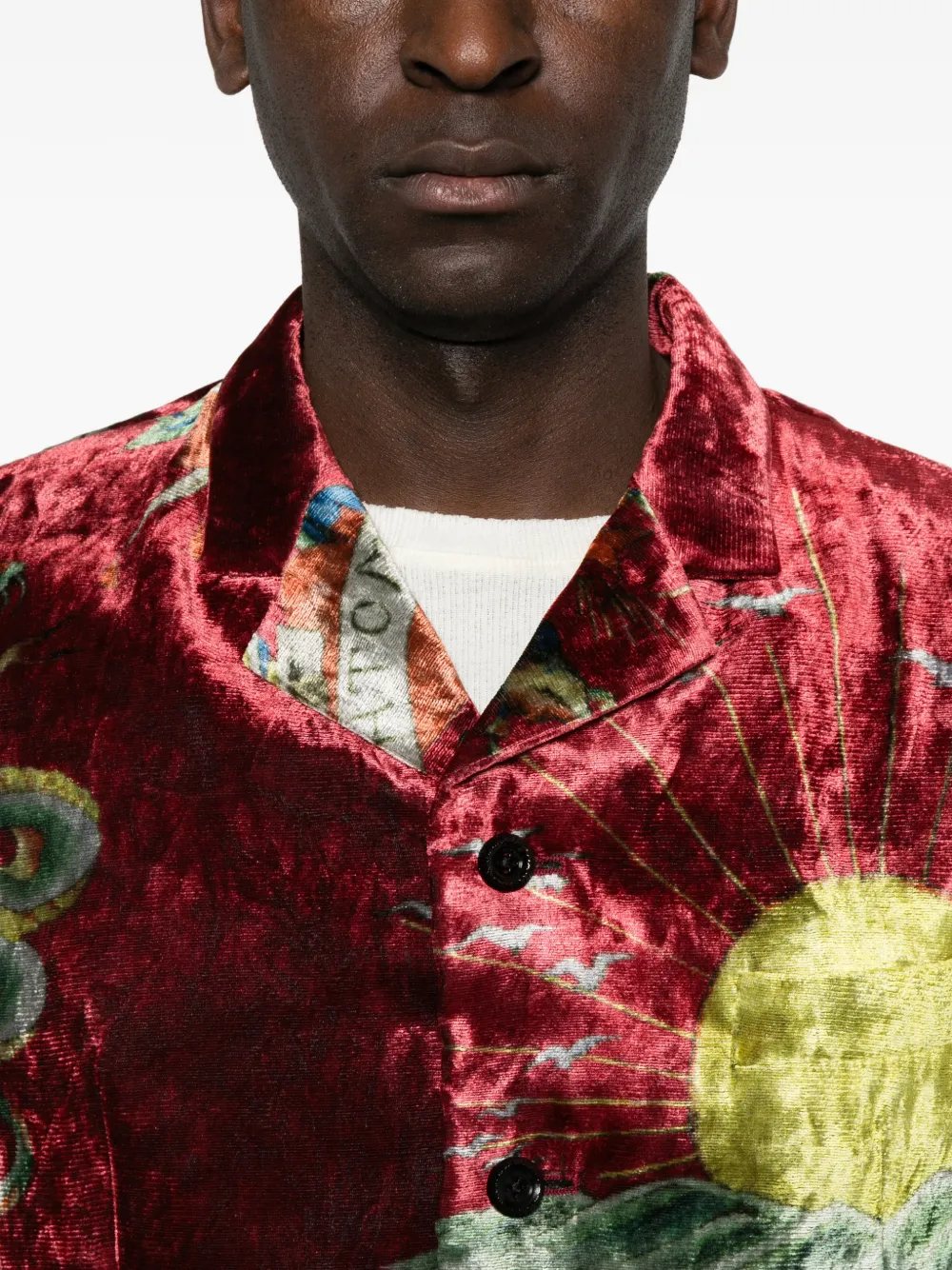 Yohji Yamamoto tattoo-print velvet blazer Rood
