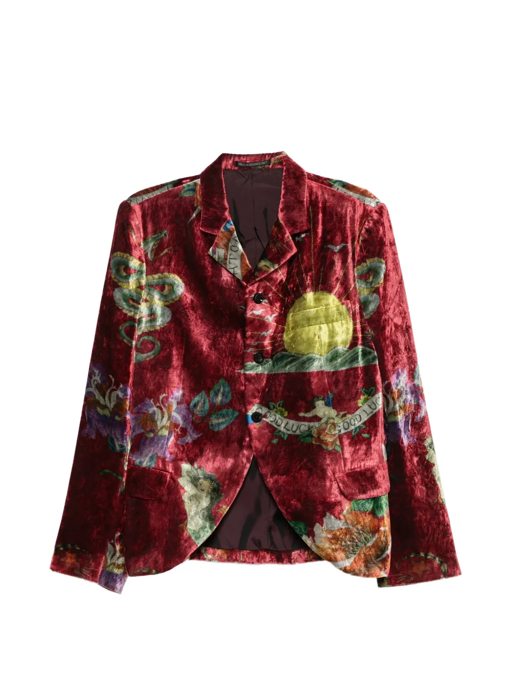 Yohji Yamamoto tattoo-print velvet blazer