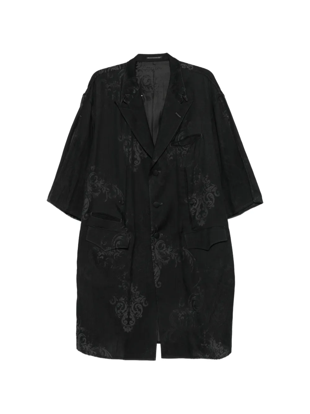 Yohji Yamamoto jacquard short-sleeve coat - Schwarz