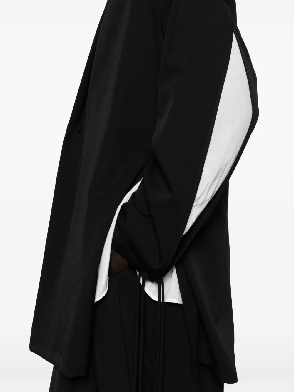 Yohji Yamamoto tie-fastening slit-sleeve jacket Zwart