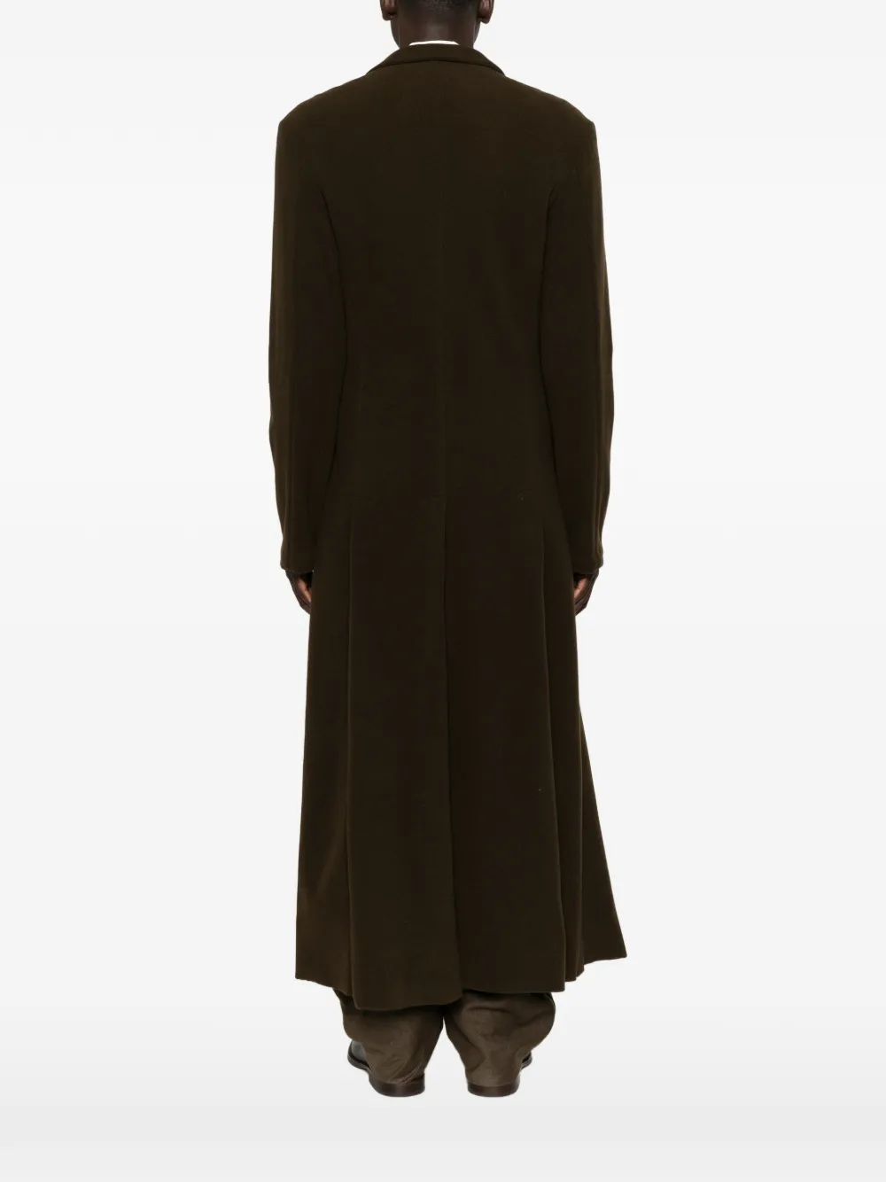 Yohji Yamamoto single-breasted notched-lapels coat Bruin