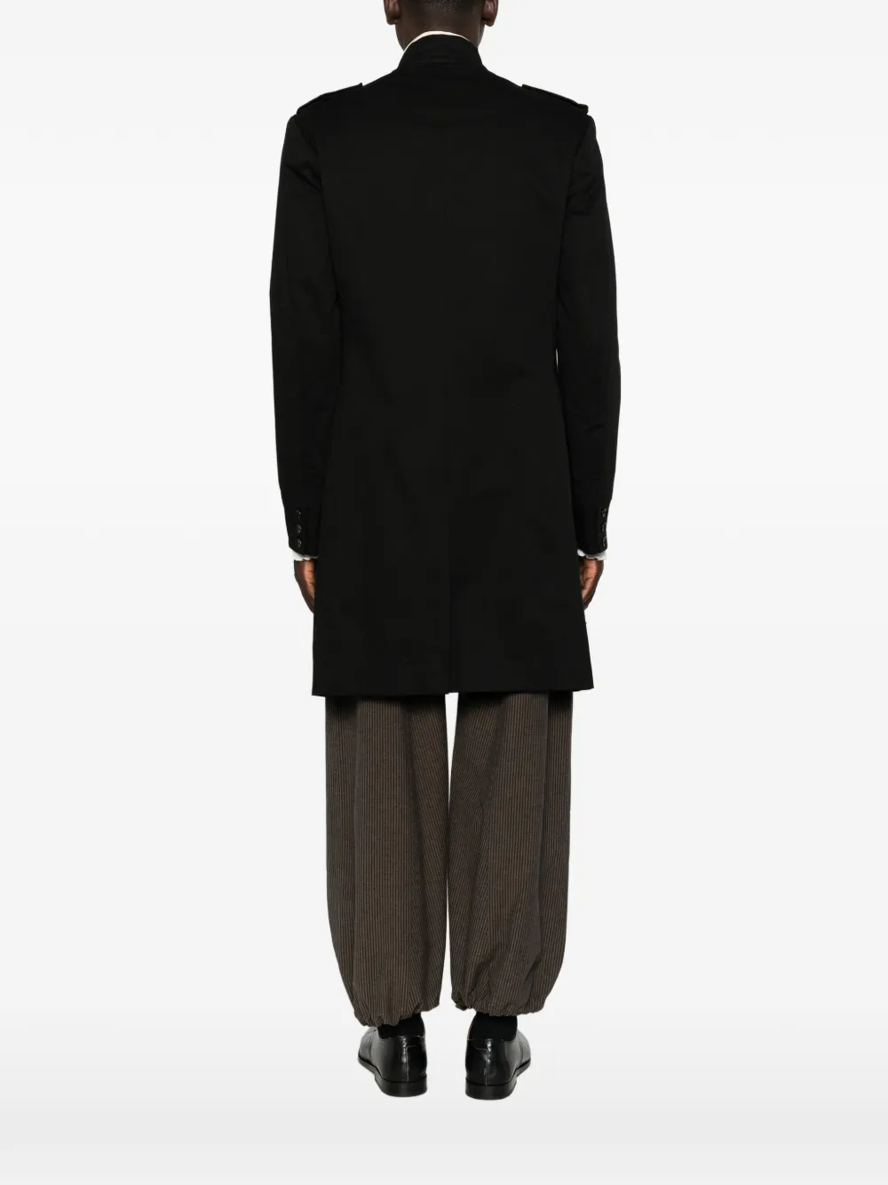 Yohji Yamamoto epaulette-detail high-neck jacket Zwart