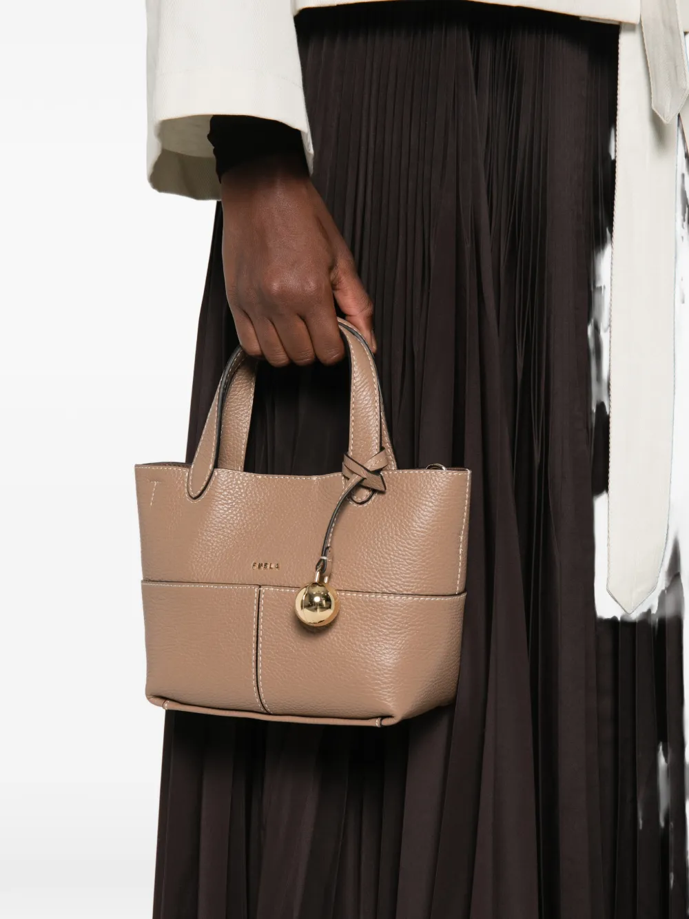 Furla Leren shopper Beige