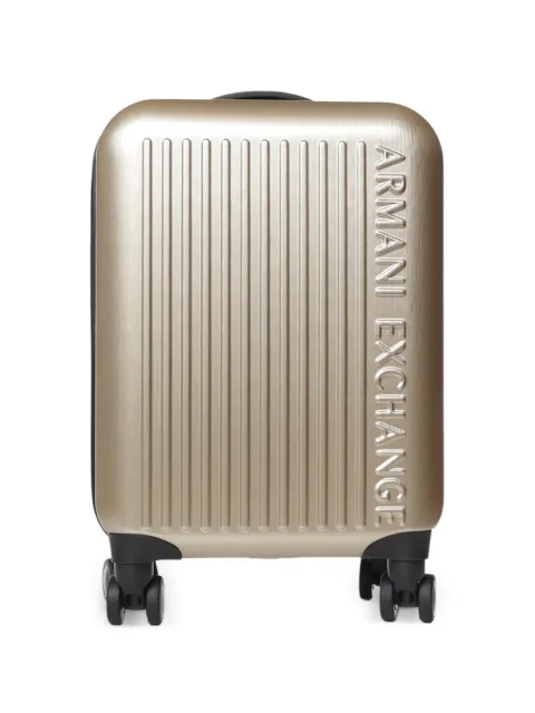 Armani Exchange maleta con ruedas y logo en relieve