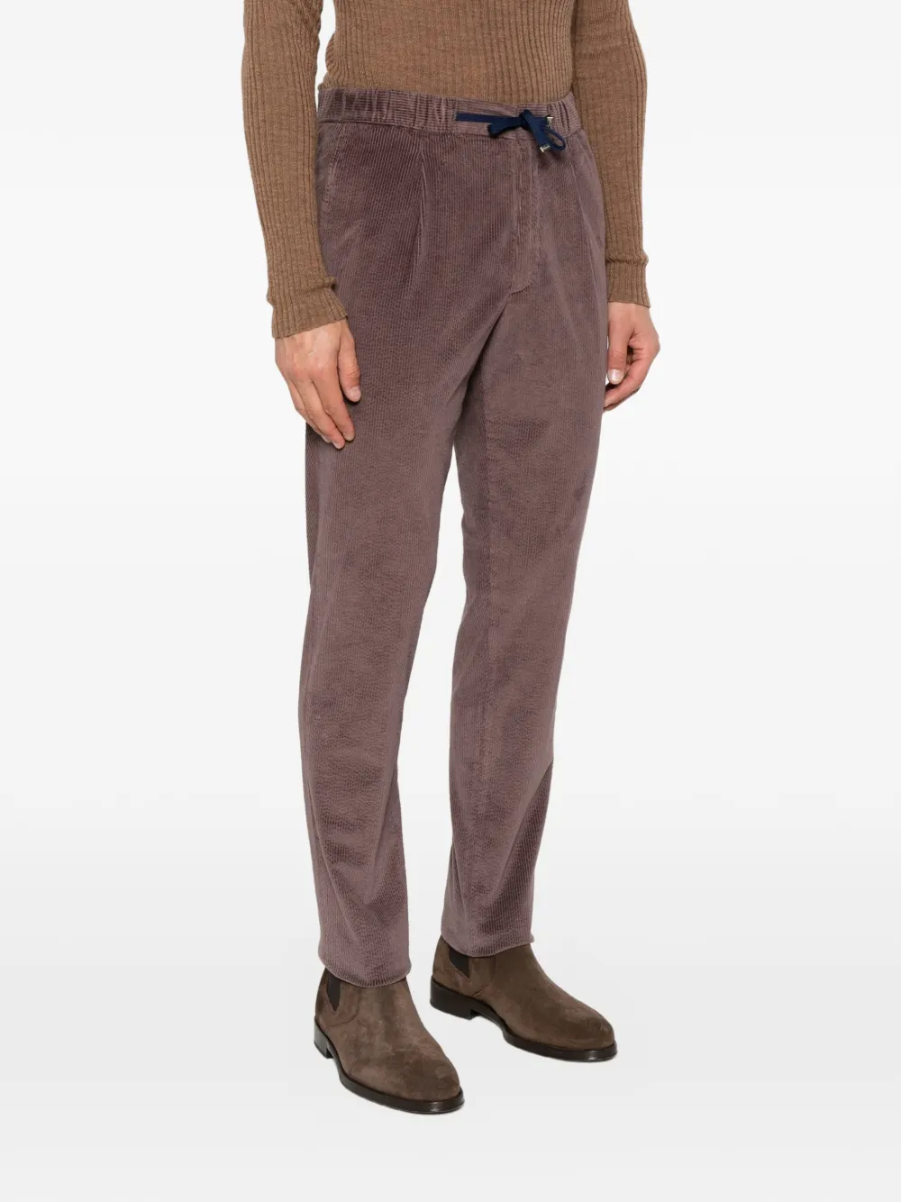 Drumohr Corduroy Drawstring Trousers in Brown, view 3