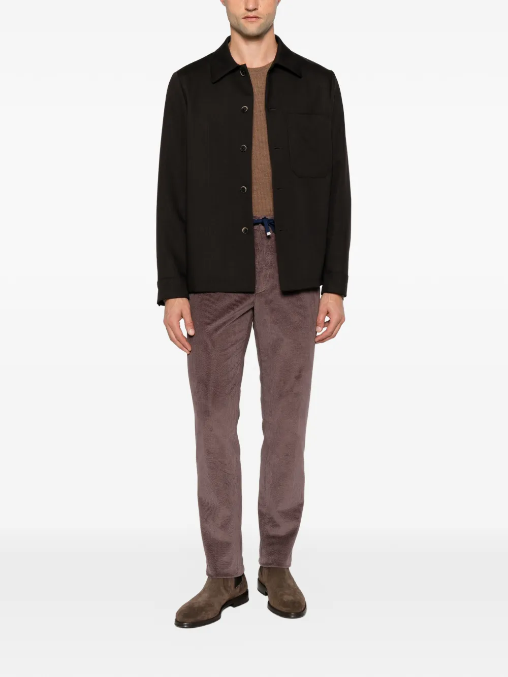 Drumohr Corduroy Drawstring Trousers in Brown, view 2