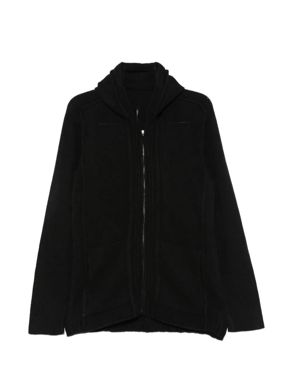 Masnada ribbed-knit zip-up hoodie sweater - Black