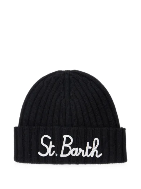 MC2 Saint Barth Kids logo-embroidered ribbed beanie hat