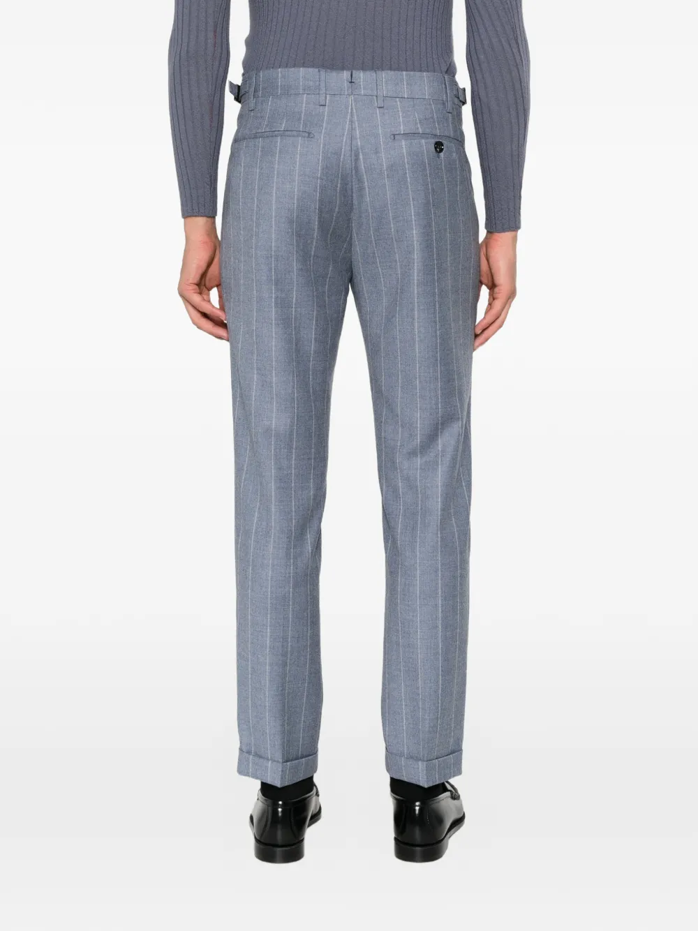 Berwich Retro plooibroek met krijtstreep Blauw