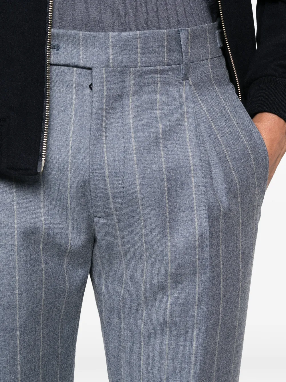 Berwich Retro plooibroek met krijtstreep Blauw