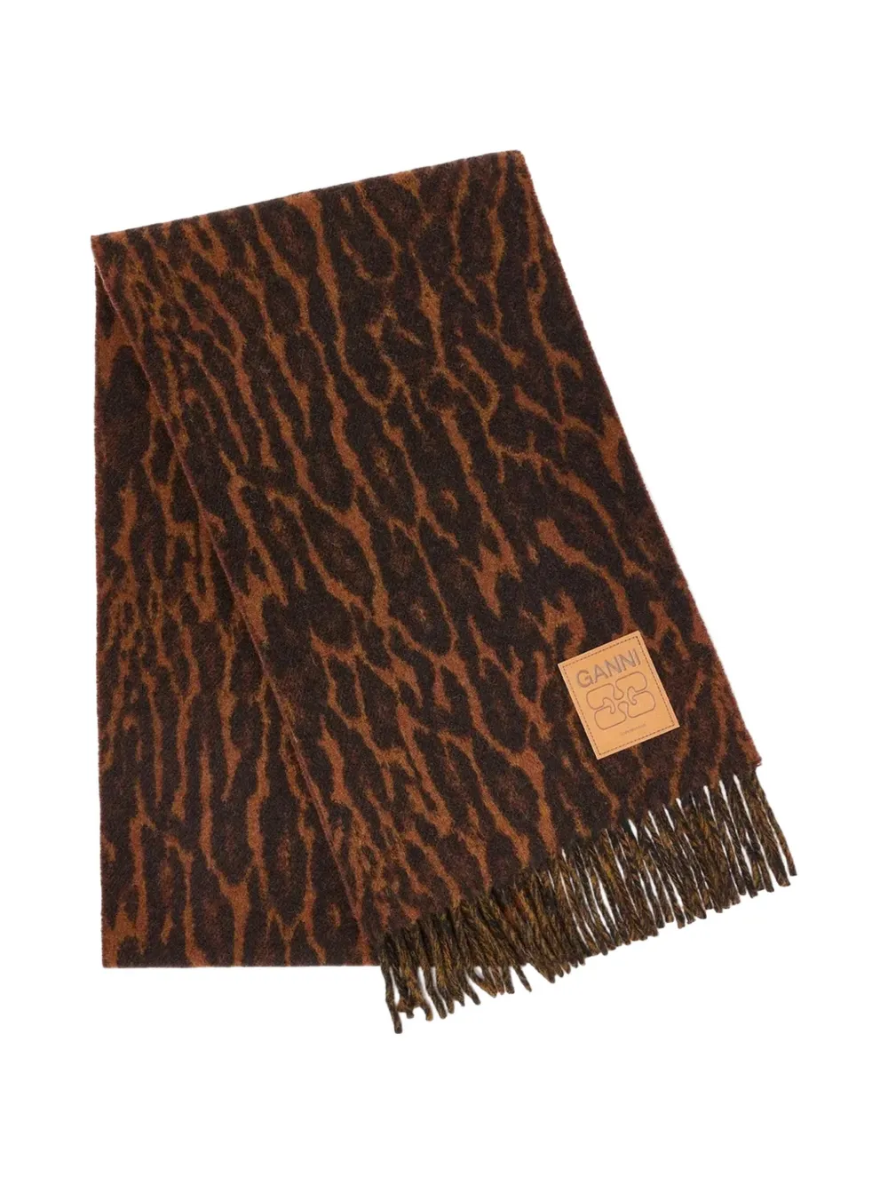GANNI leopard-print wool scarf · One Size