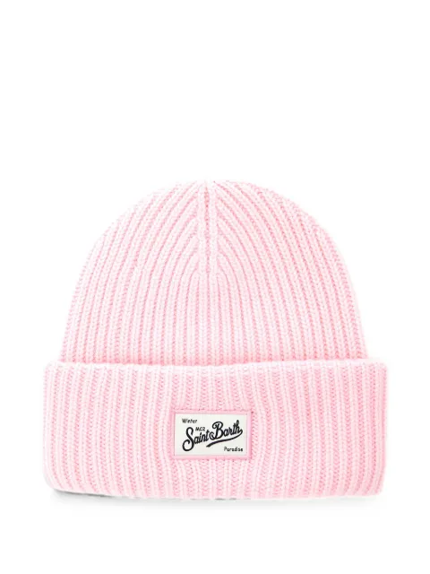 MC2 Saint Barth Kids logo-patch ribbed-knit beanie hat