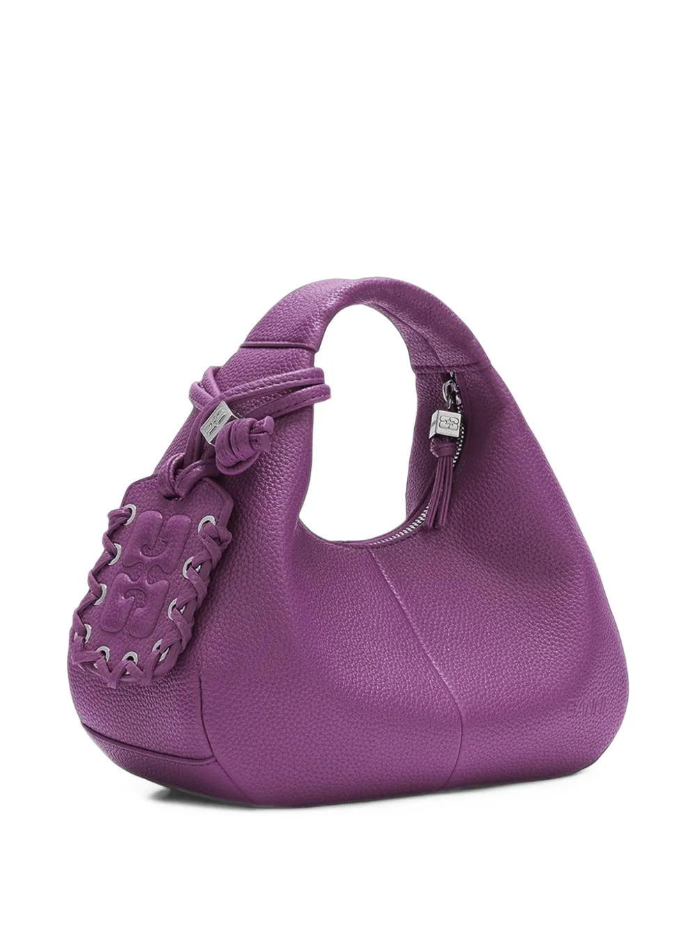 GANNI Leren mini-shopper met textuur Paars