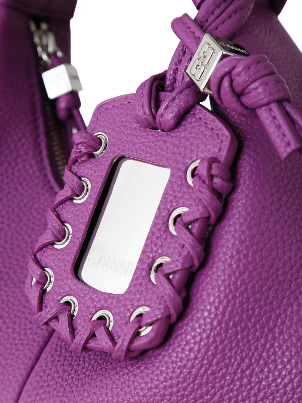 GANNI Leren mini-shopper met textuur Paars
