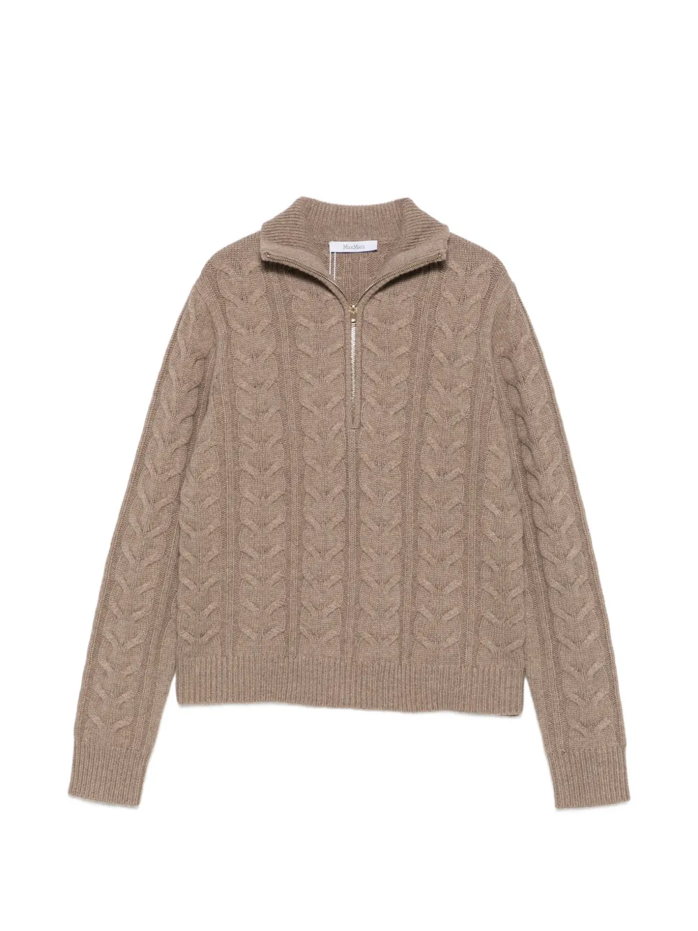 Max Mara Libero cable-knit quarter-zip sweater - Brown
