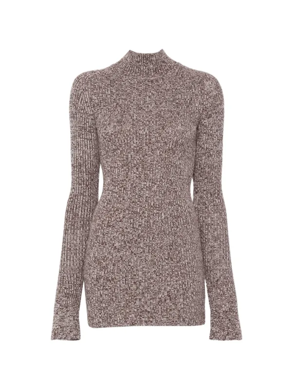 Sportmax Ribbed-knit Zip-fastening Sweater in Brown
