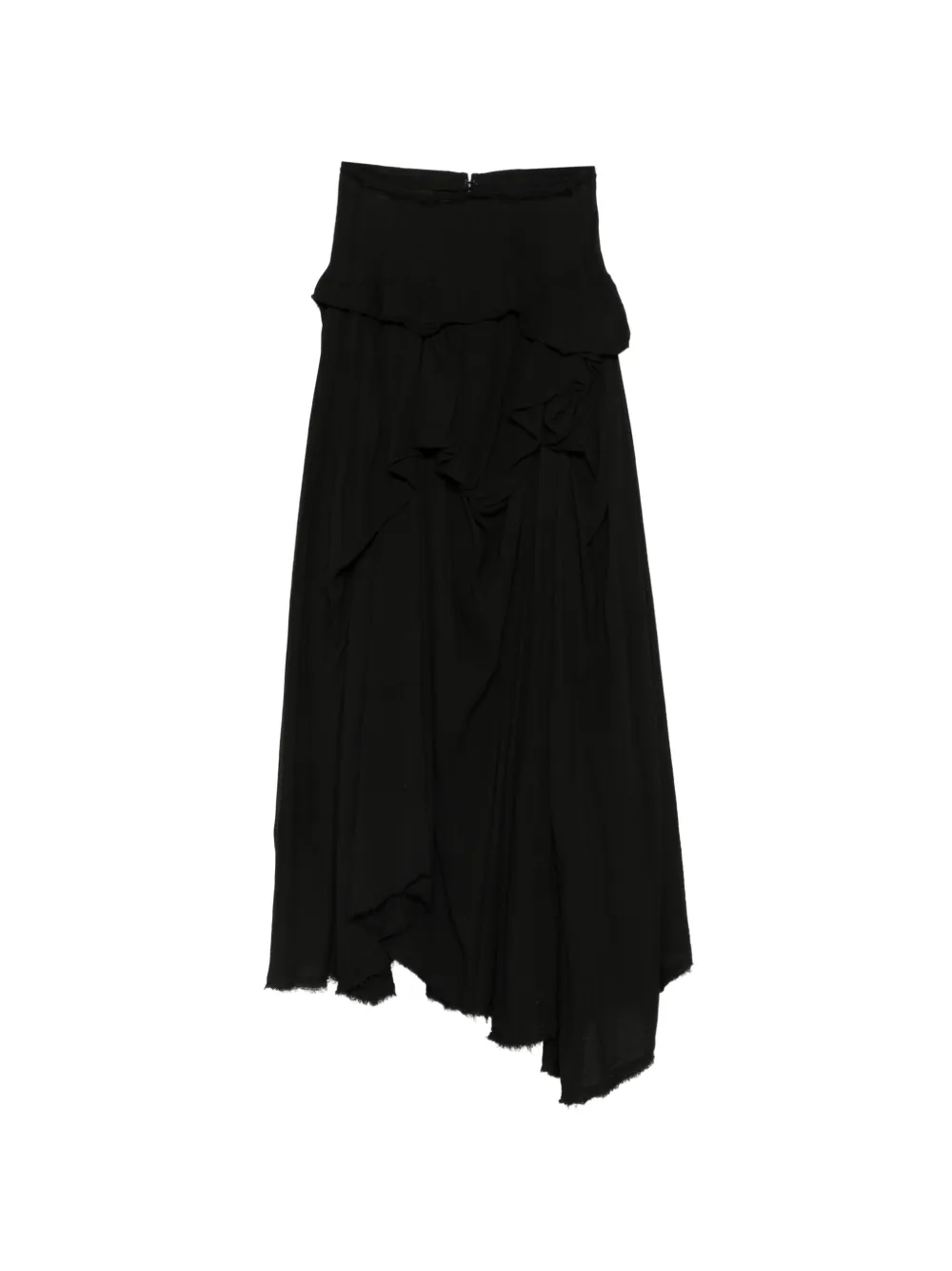 Marc Le Bihan ruffled frayed skirt - Nero