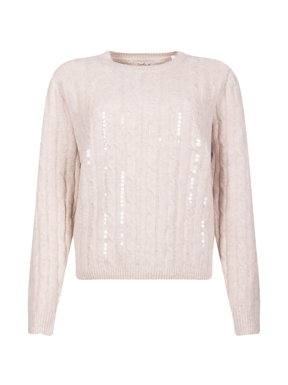 Derhy Nairobi Sequin-embellished Cable-knit Sweater In Neutral