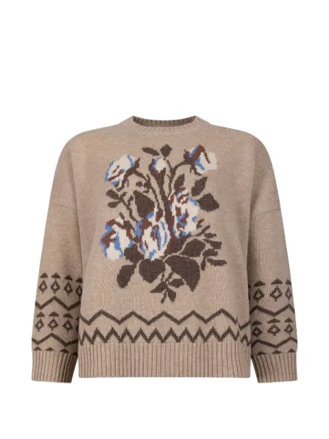 Weekend Max Mara suéter WKDPAVIDI con hombros caídos y motivo floral en intarsia