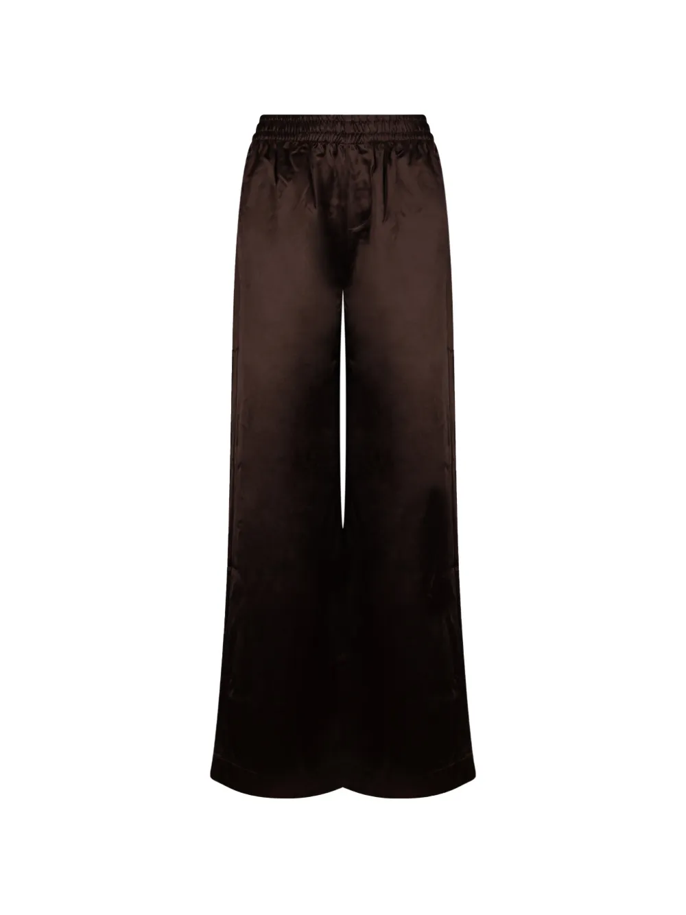 Derhy Capucine Satin-finish Wide-leg Trousers In Brown