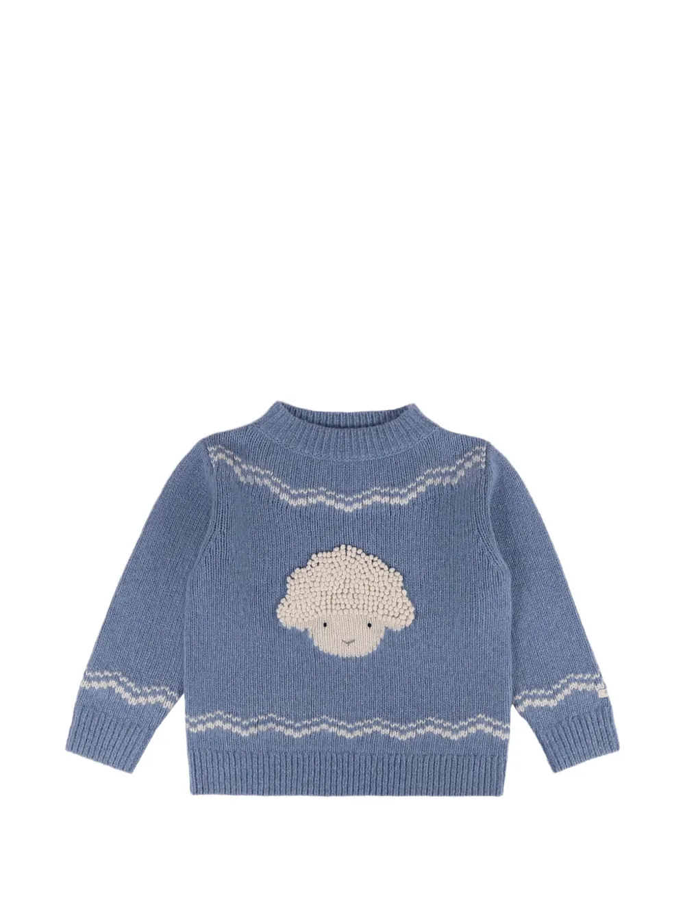 Donsje Selwyn sheep-embroidered merino wool sweater - Blu