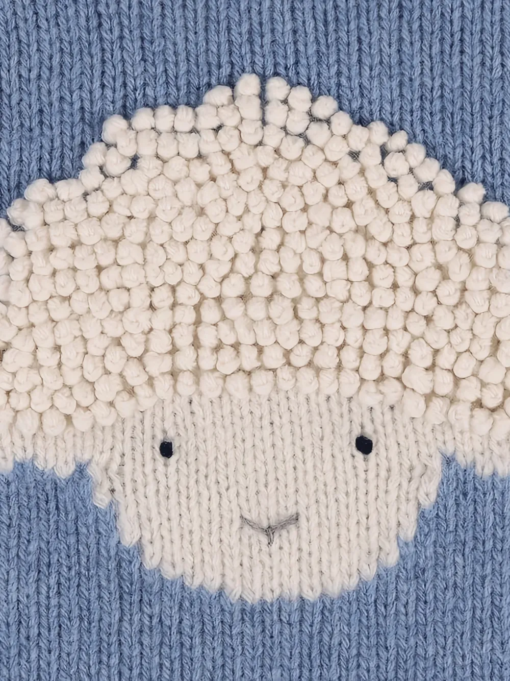 Donsje Selwyn trui van merinowol met geborduurd schaap Blauw