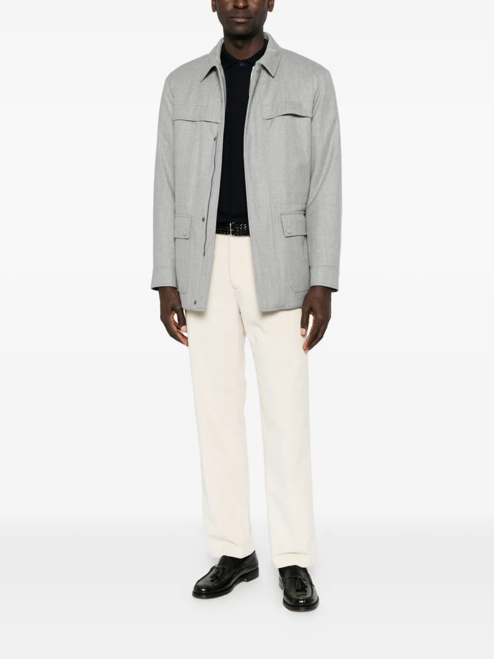 Canali wool patch-pocket jacket